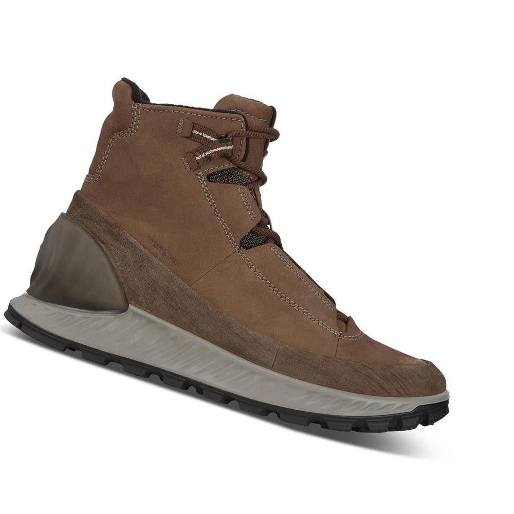 Men\'s Ecco Exostrike Mid Outdoor Boots Coffee / Brown | USA 441FDN